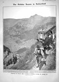 Original Old Antique Print 1908 Bernese Alps Switzerland Mountains Army Barrow
