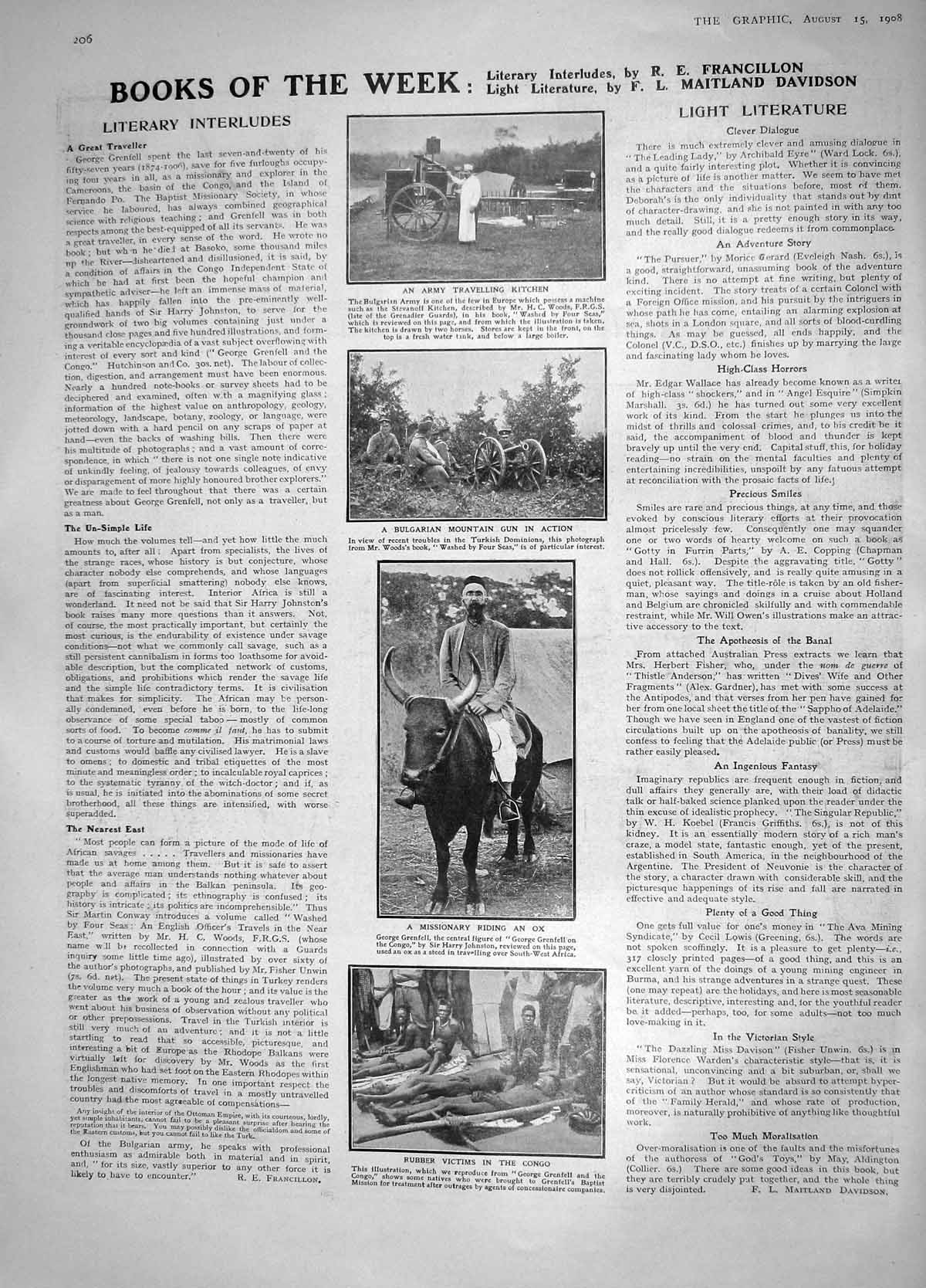 Old Antique Print 1908 Army Travelling Kitchen Missionary Ox Congo Rubber 20th