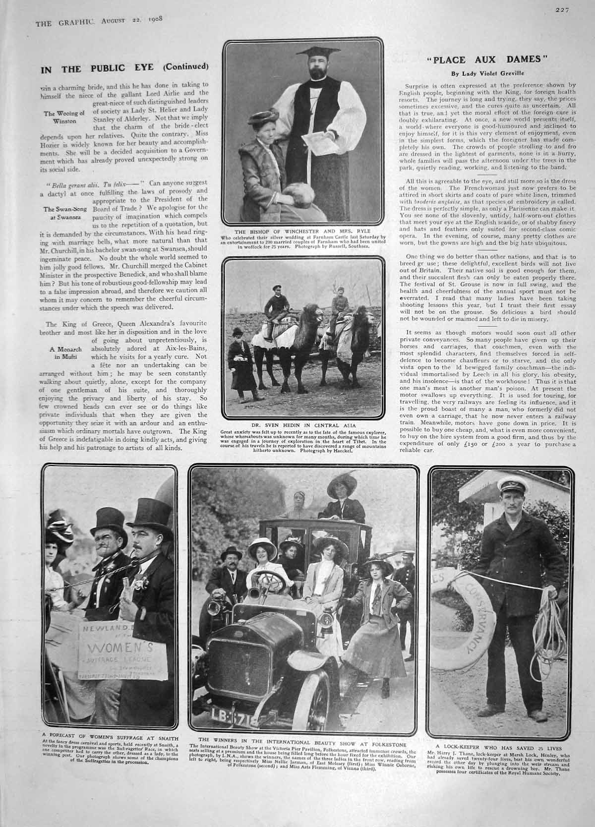 Original Old Antique Print 1908 Winchester Ryle Hedin Snaith Thane Crocodiles