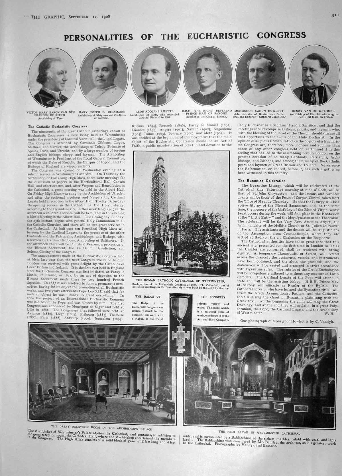 Original Old Antique Print 1908 Reeth Howlett Amette Westminster Halley Science