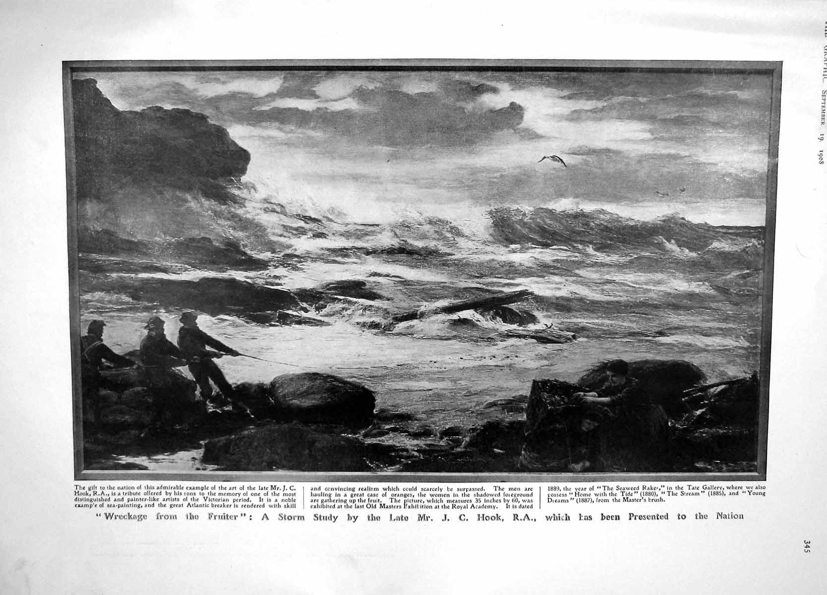 Original Old Antique Print 1908 Ship Wreck Fruiter Camels Marble Sha-Ho Bridge