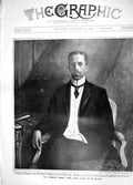 Original Old Antique Print 1908 Portrait H.M. King Gustaf Sweden Kronstrand