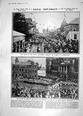 Original Old Antique Print 1908 Navy Bloemfontein Pretoria Telegraphy Saranac