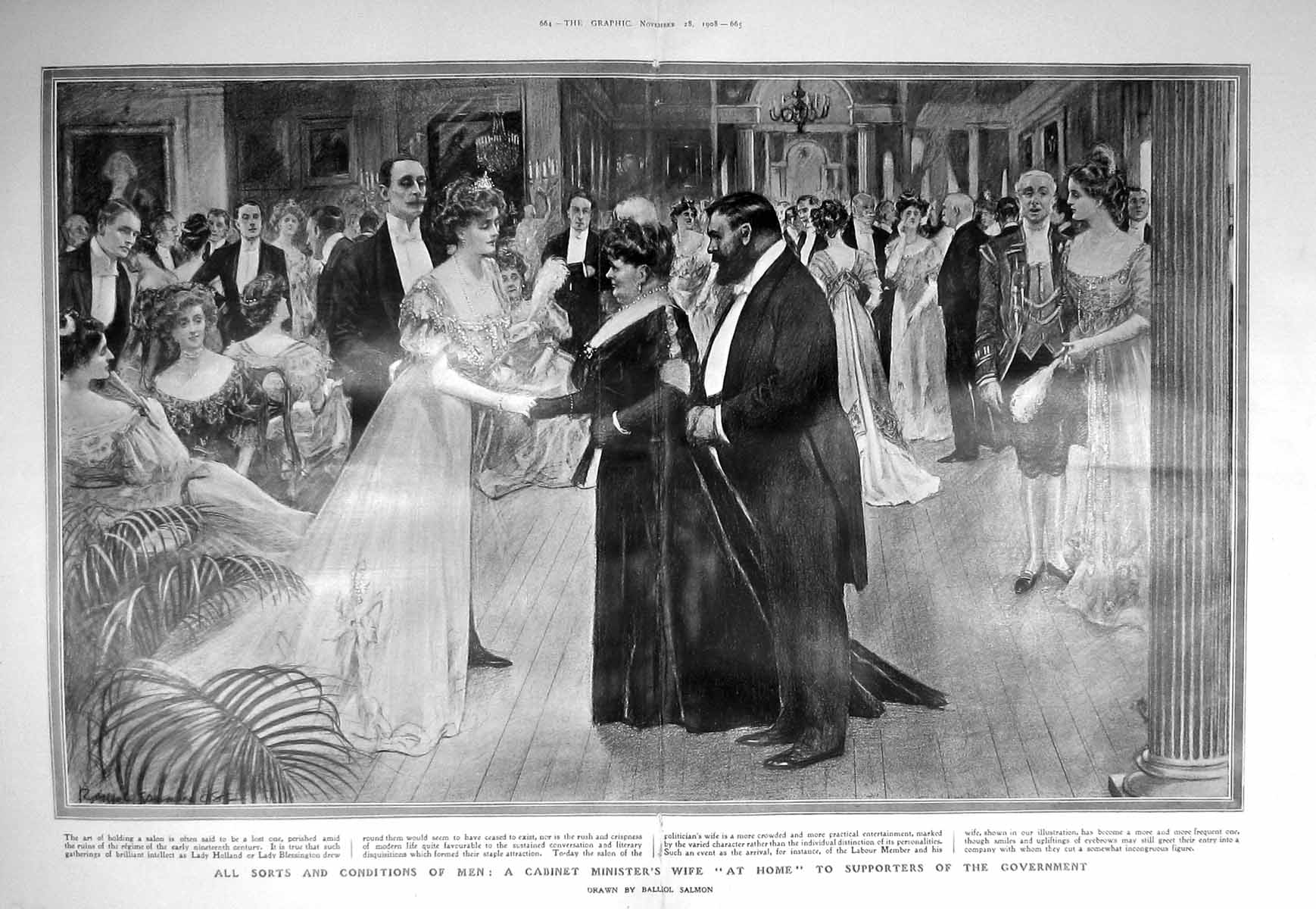 Old Antique Print 1908 Cabinet Minister Wife Government Holland Labour 20th