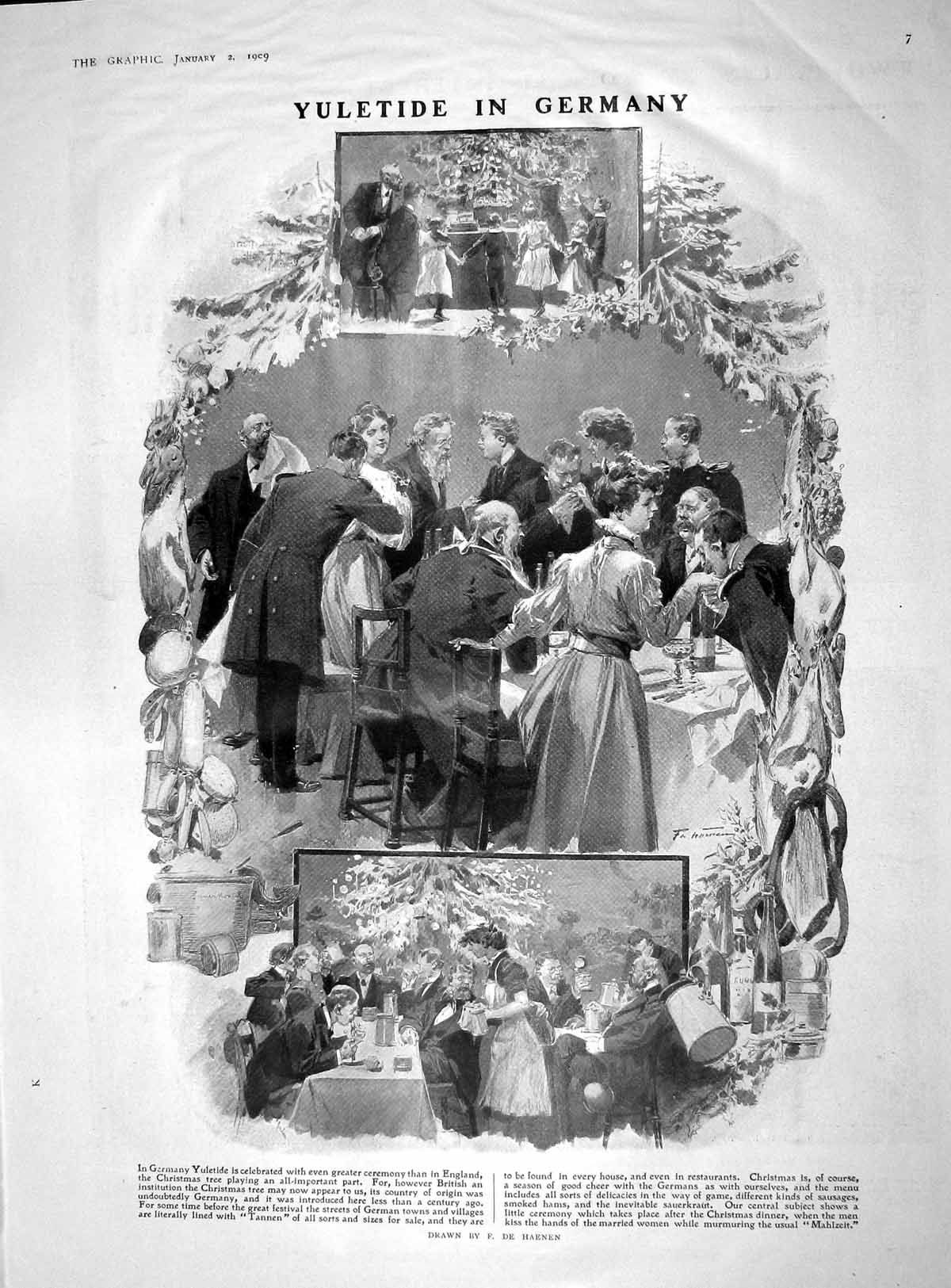 Old Antique Print 1909 Germany Yuletide Uganda Africa Industry Roskilde 20th