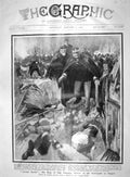 Original Old Antique Print 1909 King Italy Rescuing Victims Earthquake Reggio