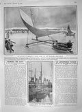 Old Antique Print 1909 Ice-Yachting Germany Fishing Smack Maritime Baron 20th