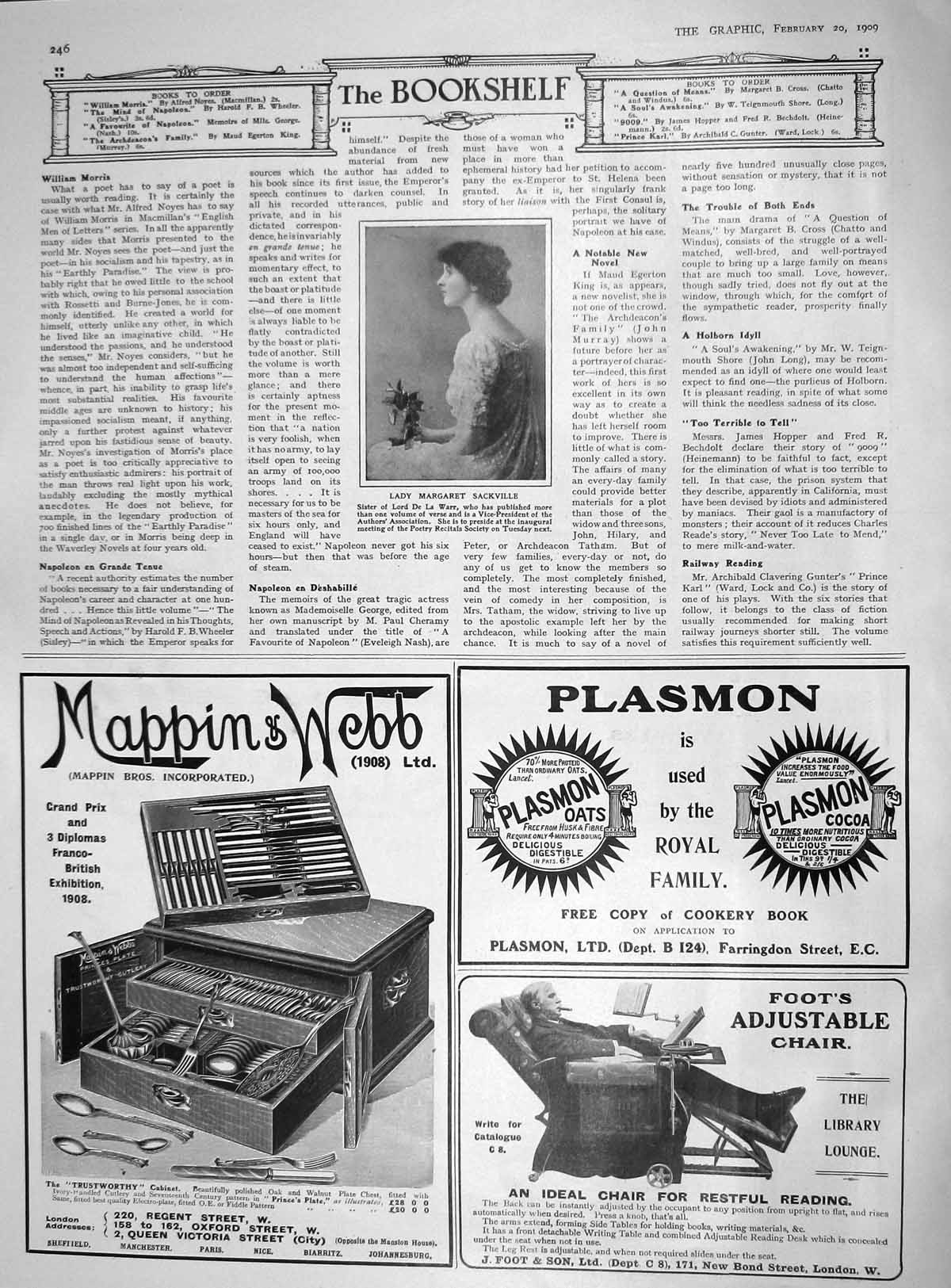 Old Antique Print 1909 Lady Margaret Sackville Author Mappin Webb Plasmon 20th