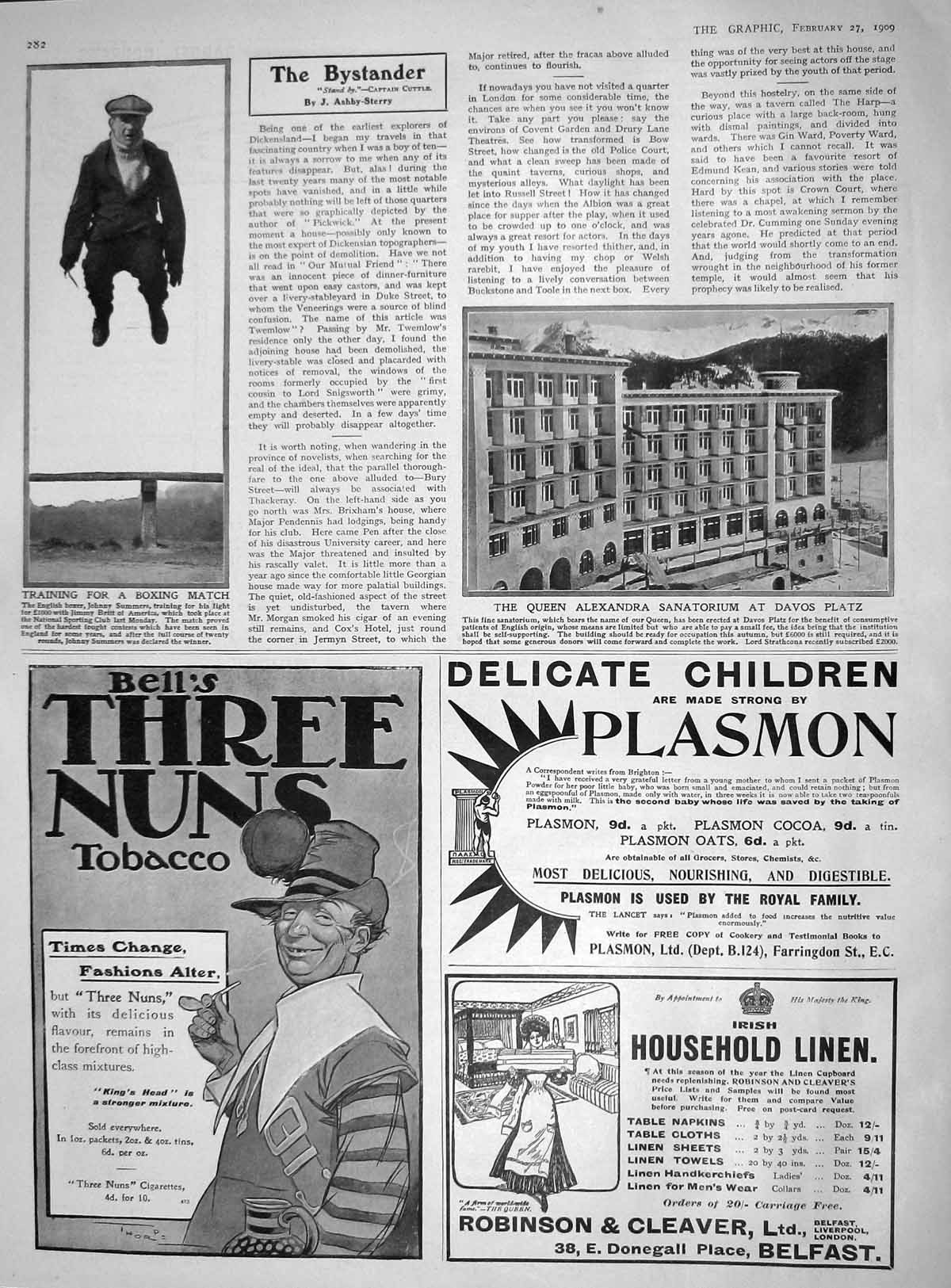 Original Old Antique Print 1909 Johnny Summers Training Boxing Sanatorium Davos