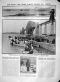 Old Antique Print 1909 Navy Ships Forth Bridge Dalmeny Canada Emigrants 20th