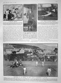 Original Old Antique Print 1909 Roosevelt Tennis Mentone Myers Ritchie Charcoal