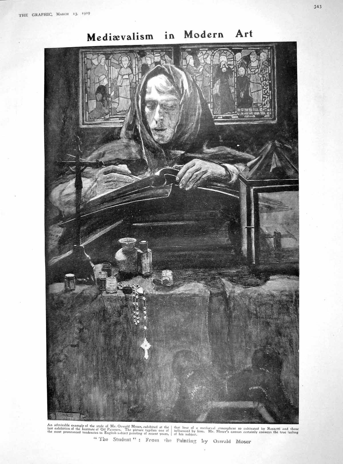 Original Old Antique Print 1909 Oswald Moser Modern Art Prince Sweden Mc 20th