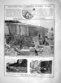 Original Old Antique Print 1909 Norwegian Granite Beer Quarry Idefjord Z 20th