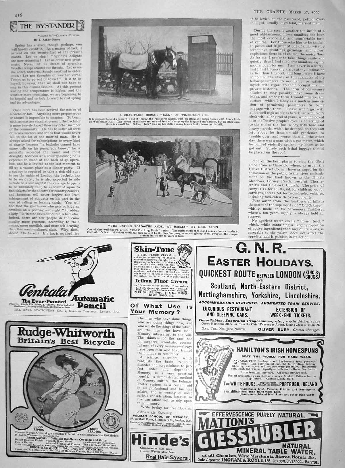 Original Old Antique Print 1909 Charitable Horse Jack Wimbledon Oxford Henley