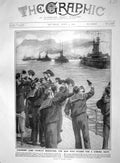 Original Old Antique Print 1909 Cheering Lord Charles Beresford Navy War Ships
