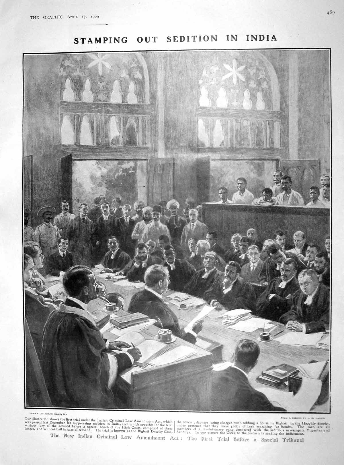 Old Antique Print 1909 India Criminal Law Court Zeppelin Airship Munich 20th