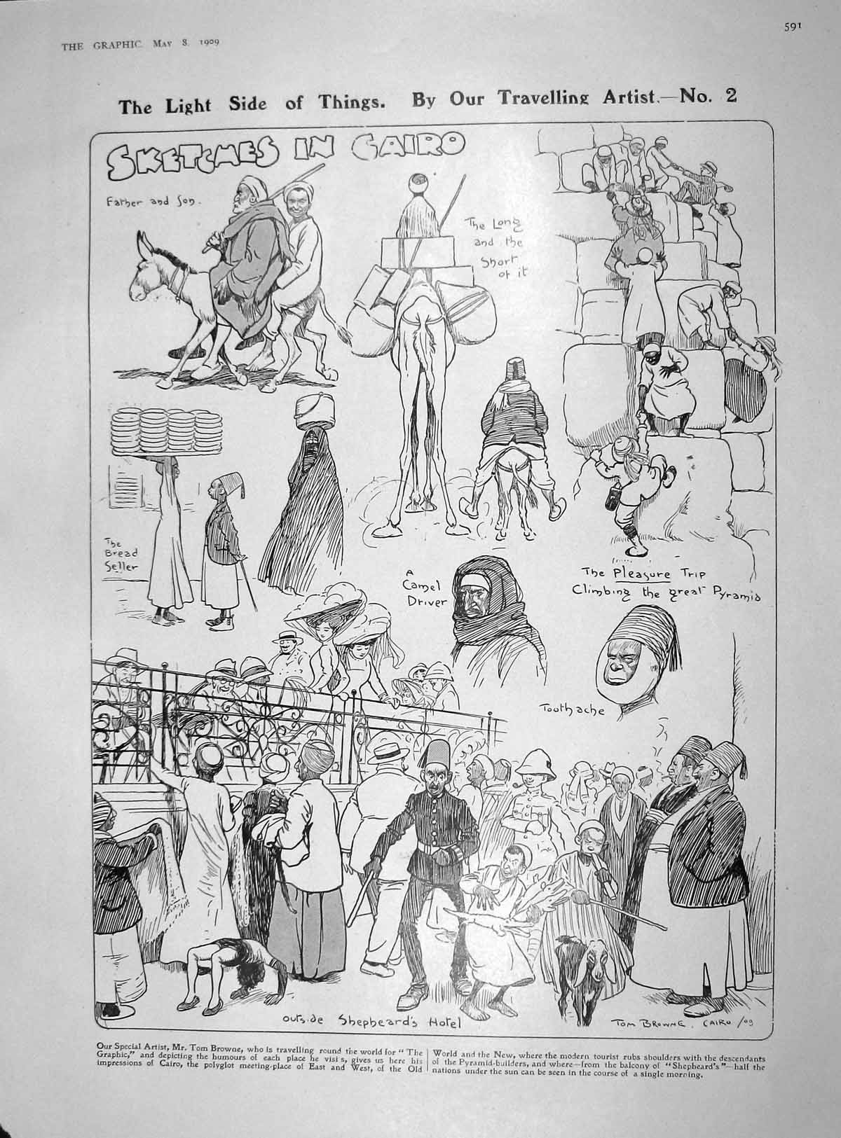 Original Old Antique Print 1909 Travelling Cairo Egypt Lampreys Spawning 20th