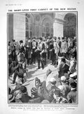 Old Antique Print 1909 Tewfik Pasha Sultan Naples King Edward Bluejackets 20th