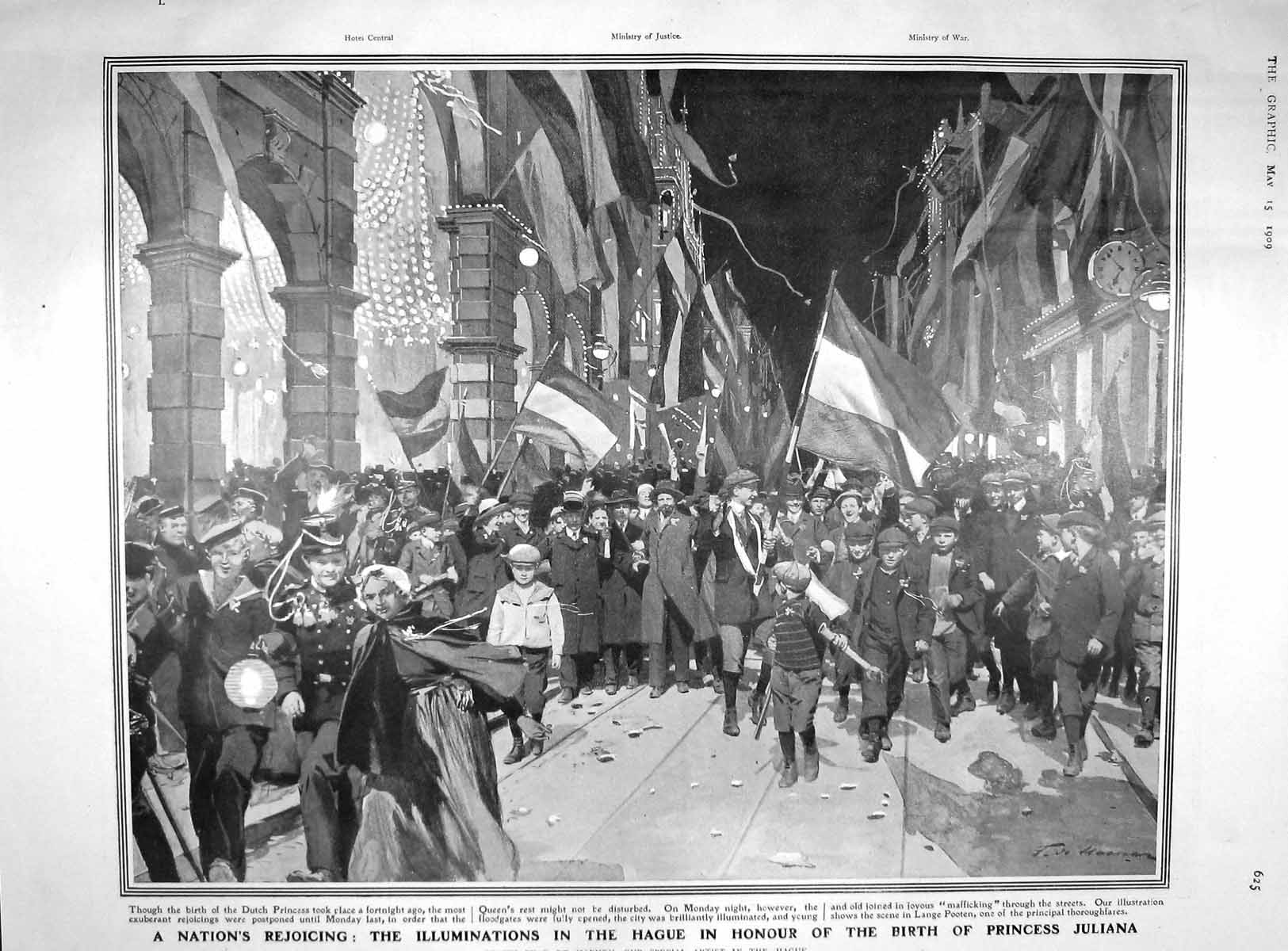 Old Antique Print 1909 Birth Princess Juliana Holland Rondebosch Joan Arc 20th