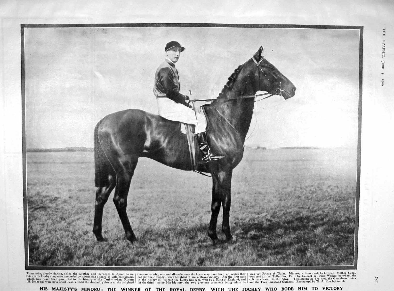Original Old Antique Print 1909 Minoru Royal Derby Horse Carter Hope Actress