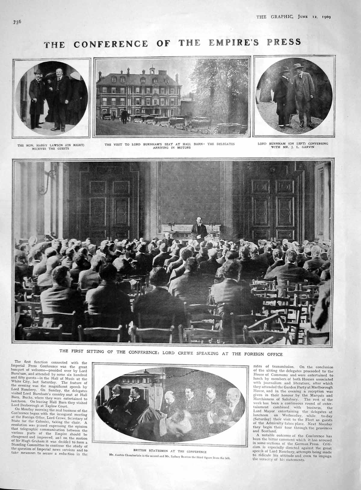 Original Old Antique Print 1909 Harry Lawson Burnham Crewe Mauretania Ship War