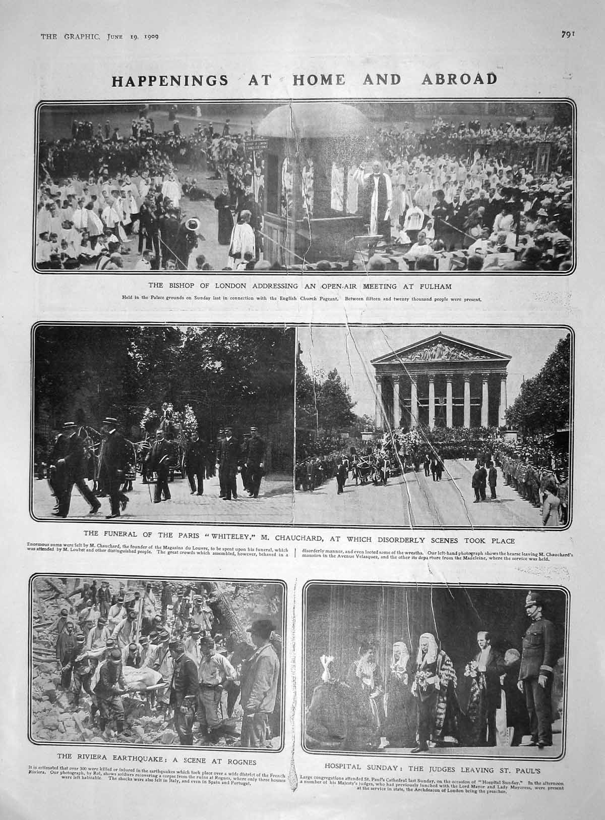 Old Antique Print 1909 Bishop London Fulham Whiteley Hamburg Horne Allen 20th