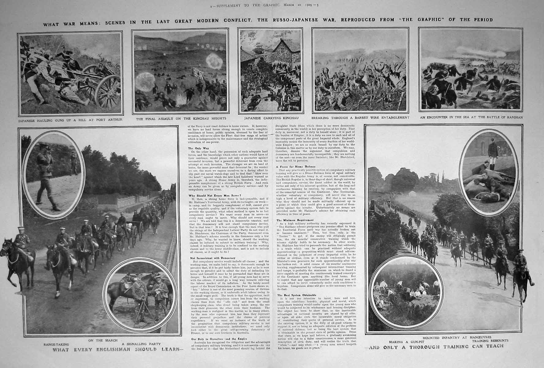 Antique Old Print 1909 Russo-Japanese War Battle Nanshan Port Arthur Army 20th