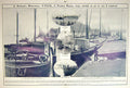 Antique Old Print 1909 Holland Flotilla German Barges Leviathan Rotterdam 20th