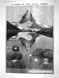 Old Antique Print 1909 Matterhorn Mountains Hornli Charles Groves Phone 20th