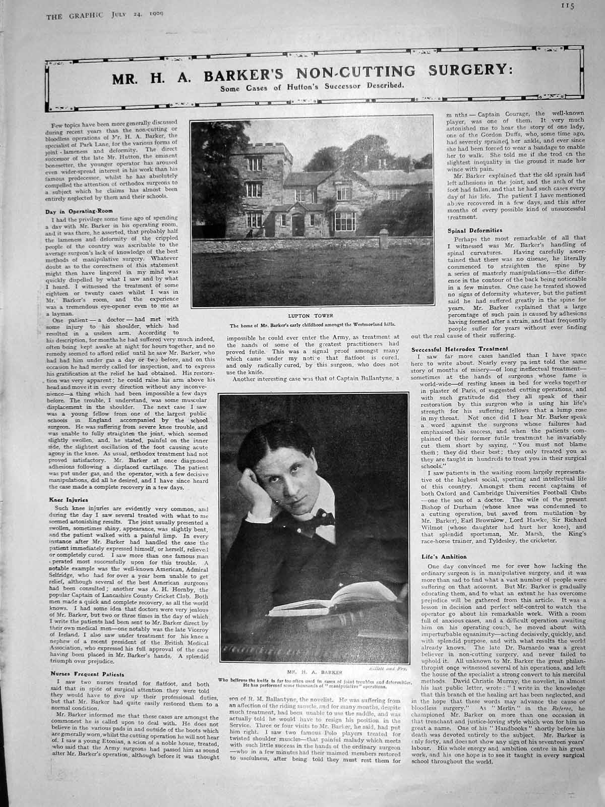 Original Old Antique Print 1909 Lupton Tower Barker Westmorland Morrah Lodore