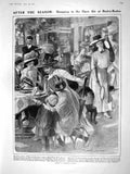 Old Antique Print 1909 Shopping Baden-Baden Bath Pageant Queen Elizabeth 20th