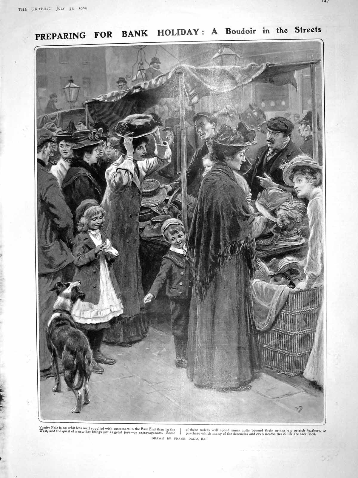 Old Antique Print 1909 Street Market Boudoir India Hindus Ghine Burma Noo 20th