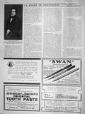 Original Old Antique Print 1909 Lord Broughton Statesman Swan Fountain Pen 20th