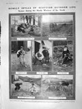 Original Old Antique Print 1909 Scotland Farm Bannockburn Smithy Sheep Dog Tink