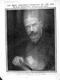 Original Old Antique Print Damaged 1909 Portrait George Bernard Shaw 20th