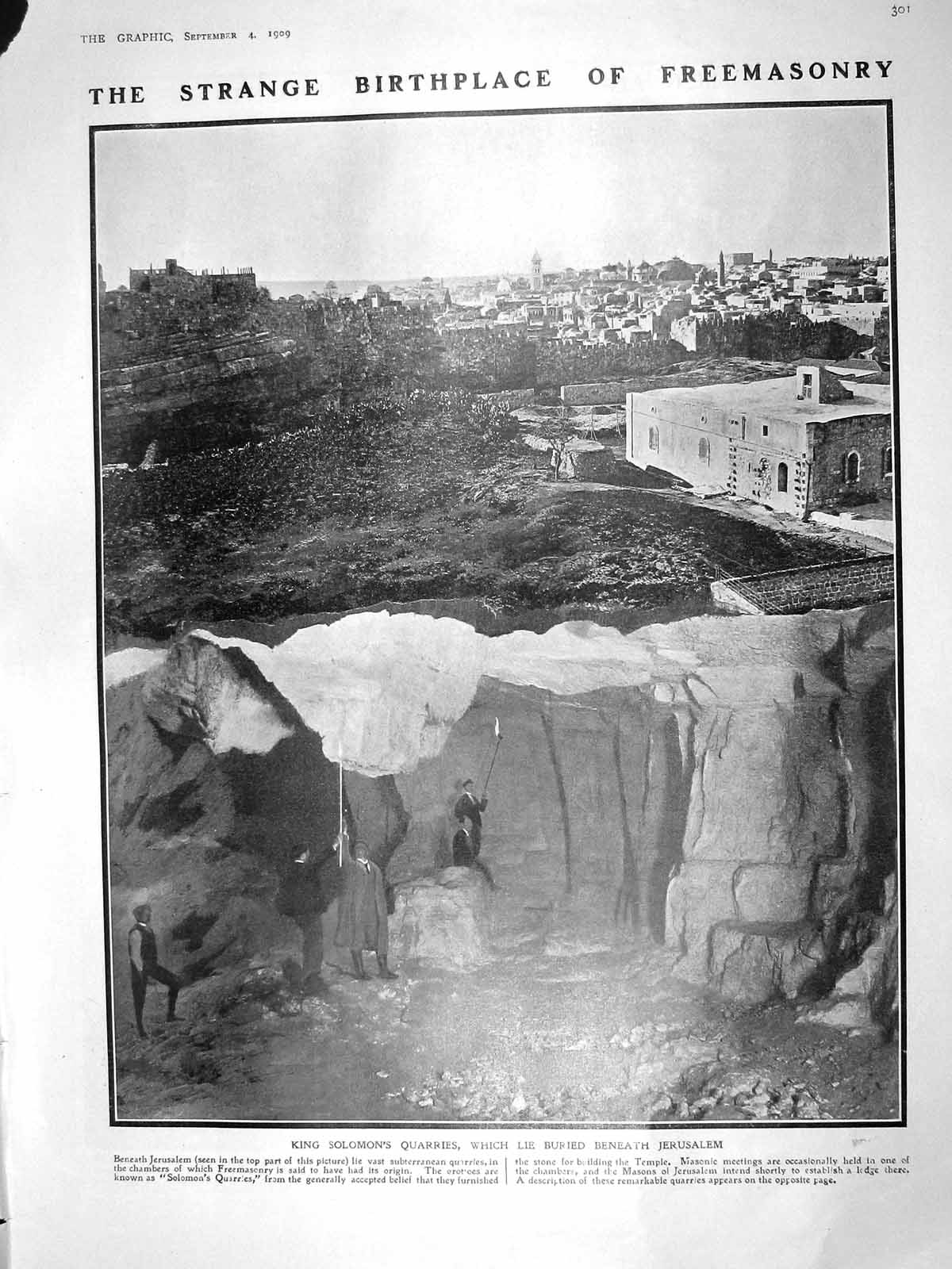 Old Antique Print 1909 King Solomon Quarries Jerusalem Mathers Fenn Brun 20th