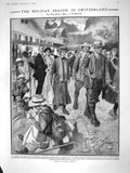 Old Antique Print 1909 Holiday Season Switzerland Haldane Churchill Army 20th