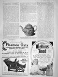 Old Antique Print 1909 Dr. Johnson Teapot Pembroke Mellins Food Plasmon 20th
