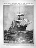 Old Antique Print 1909 Survey Ship British Navy Lyceum Theatre Tree Lear 20th
