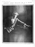 Original Old Antique Print 1909 Irving Mathias Queen'S Theatre Brown Alexandra
