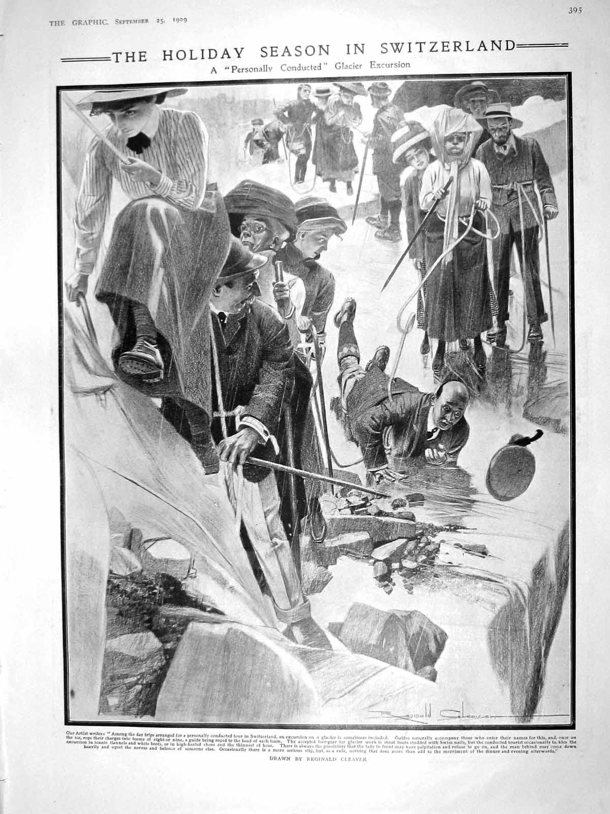 Old Antique Print 1909 Holiday Season Switzerland Eton Arms Charterhouse 20th