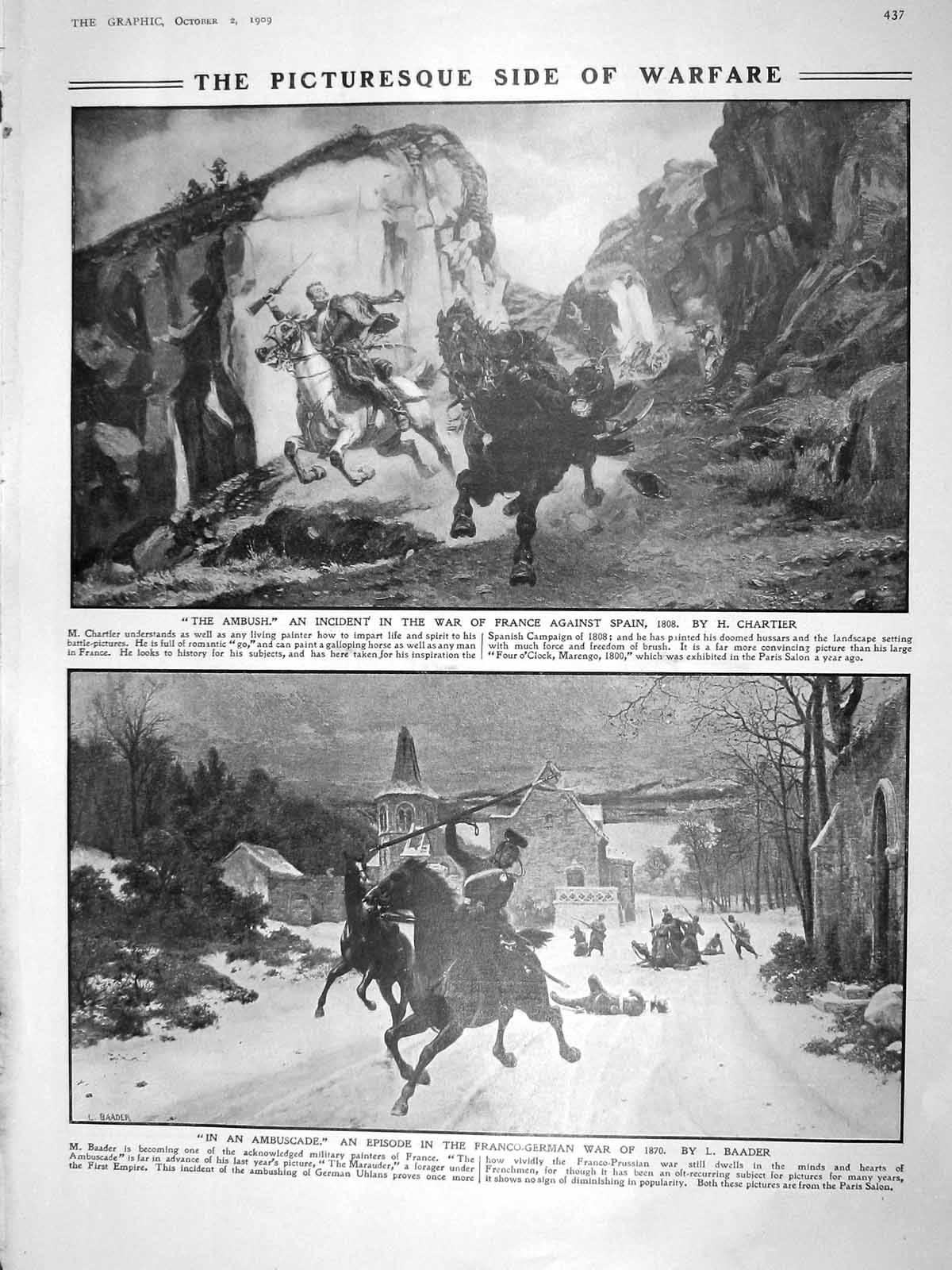 Old Antique Print 1909 War France Spain Franco-German Arctic Eskimo Canoe 20th