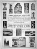 Original Old Antique Print 1909 Advertisement John Underwood Memorials Marble