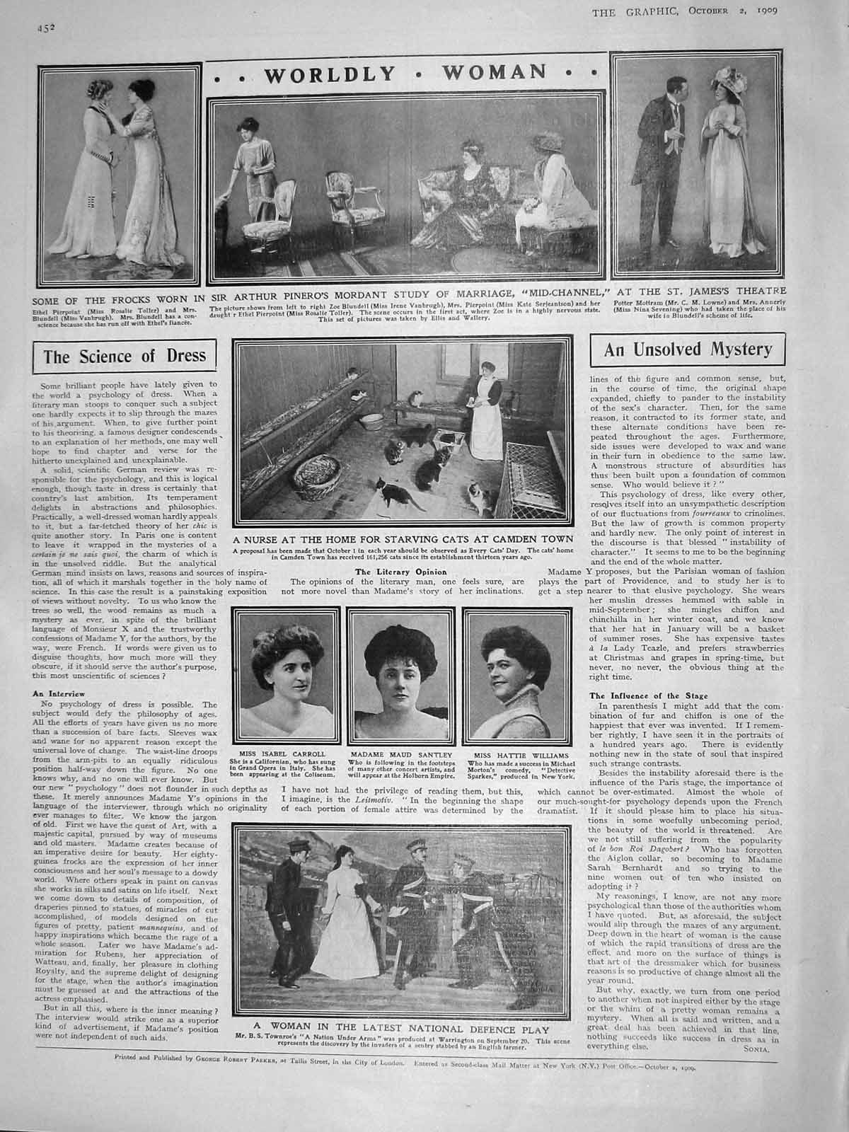 Original Old Antique Print 1909 Carroll Santley Williams Theatre Arthur Pinero