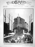 Original Old Antique Print 1909 Dreadnought War Ship Portsmouth Neptune 20th