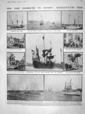Original Old Antique Print 1909 Hudson-Fulton Ships Clermont Alten Bruer Kraus