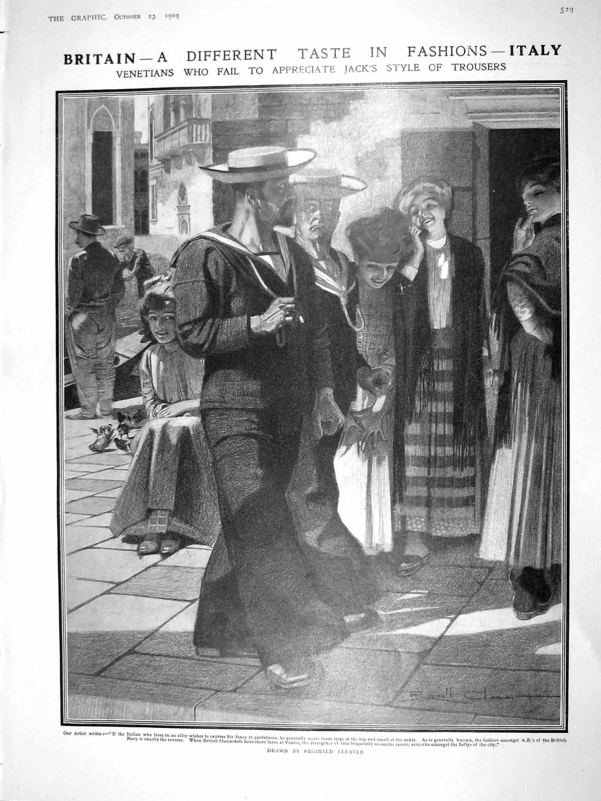 Original Old Antique Print 1909 British Navy Italy Bermondsey Hughes Dumphreys