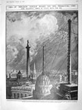 Original Old Antique Print 1909 Nelson Trafalgar Telegraph Emery Theatre Ralegh