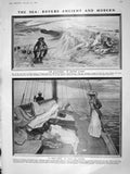 Original Old Antique Print 1909 Buccaneers Sea Clairin Passengers Deck Ship