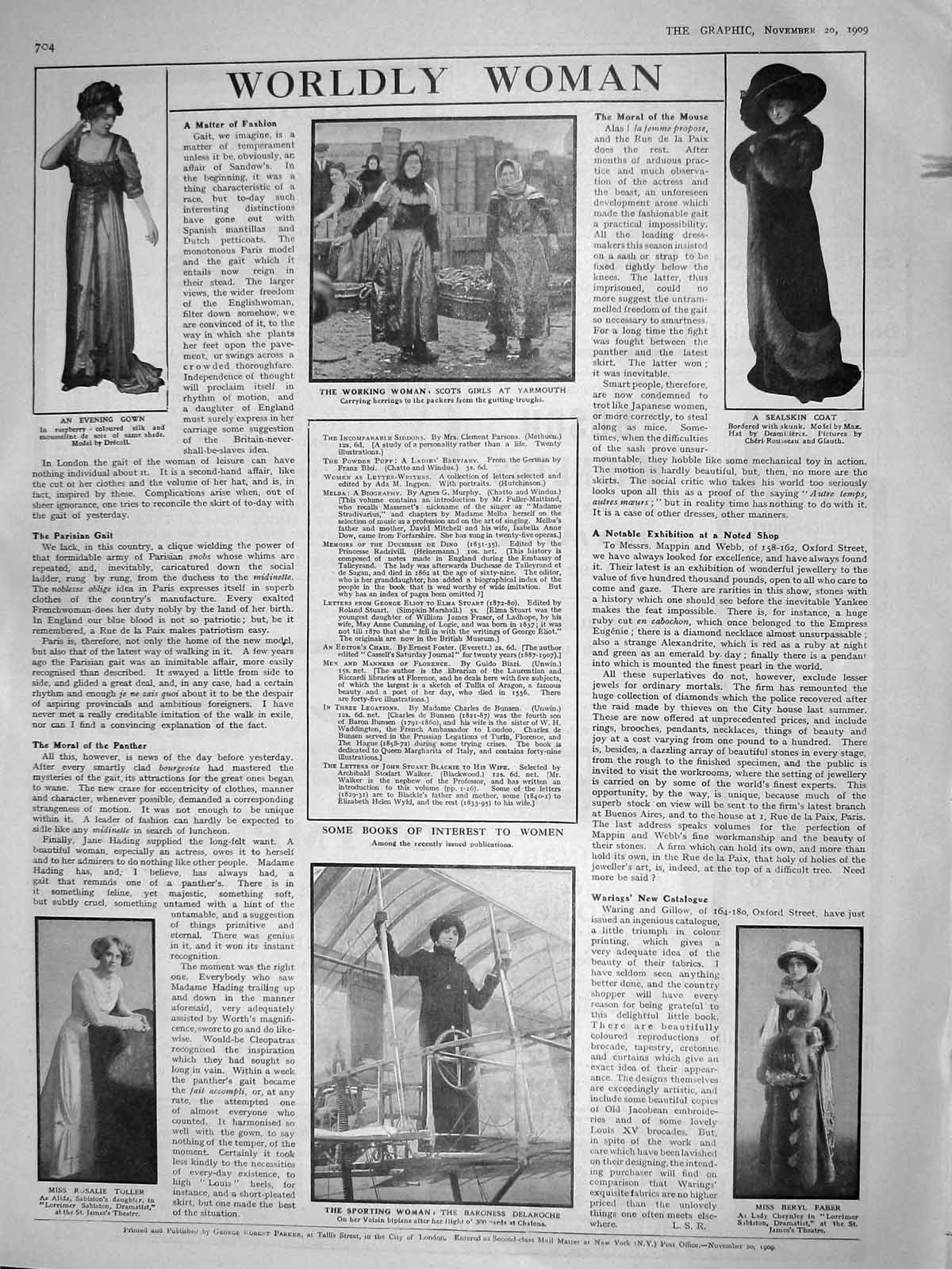 Old Antique Print 1909 Scottish Girl Yarmouth Fish Delaroche Faber Toller 20th